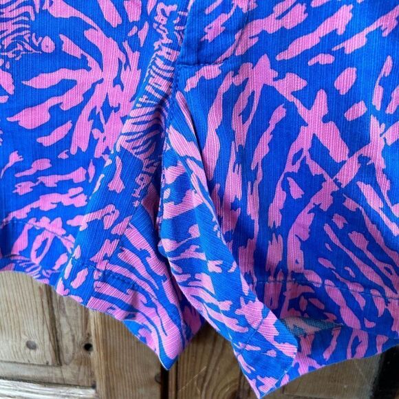 Lilly Pulitzer 0 Short Pink Blue Callahan‎ Zebra Pockets Zipper Button - Picture 4 of 12